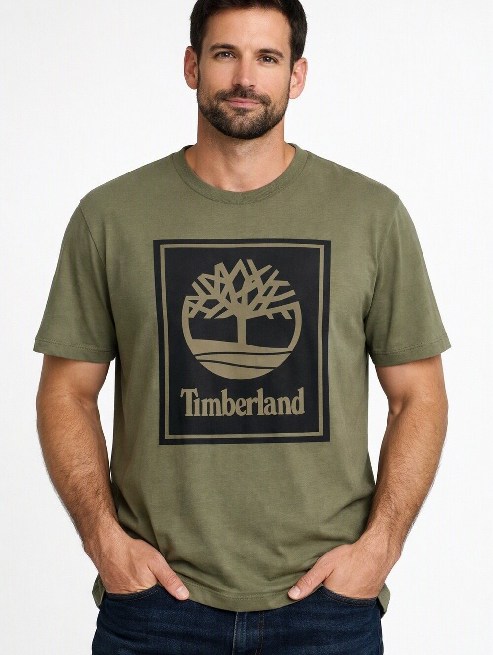Timberland Tee Shirt Mens XL Khakishort Sleeve Logo cotton Outdoor Gorpcore NWT